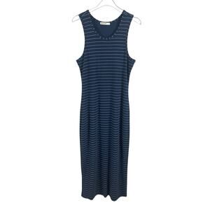 Marine Layer Lexi Rib Daytime Midi Tank Dress Striped Stretch Athleisure Size SM